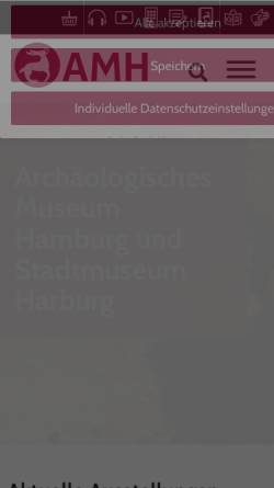 Vorschau der mobilen Webseite amh.de, Archäologisches Museum Hamburg und Helms Museum