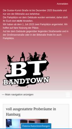 Vorschau der mobilen Webseite www.bandtown.de, Bandtown