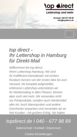 Vorschau der mobilen Webseite www.top-direct-lettershop.de, Top direct e.K.