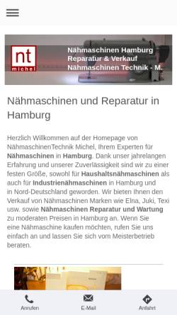 Vorschau der mobilen Webseite www.naehmaschinen-hamburg.de, Nähmaschinen Technik - Michel