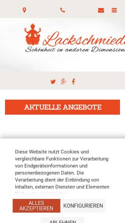 Vorschau der mobilen Webseite www.kosmetikstudio-lackschmiede.de, Lackschmiede Kosmetikstudio