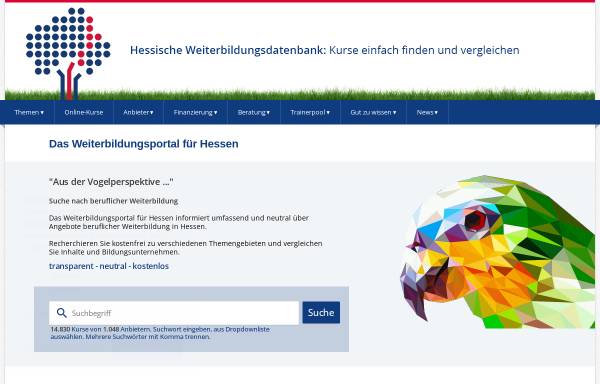 Vorschau von www.hessen-weiterbildung.de, Hessische Weiterbildungsdatenbank