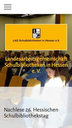 Vorschau der mobilen Webseite www.schulbibliotheken.de, LAG Schulbibliotheken in Hessen e.V.