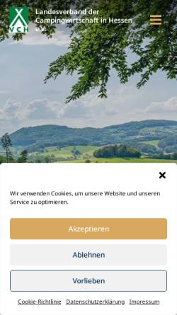 Vorschau der mobilen Webseite www.hessencamping.de, Landesverband der Campingplatzunternehmer in Hessen e.V. - VCH
