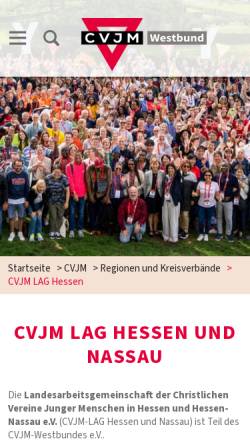 Vorschau der mobilen Webseite www.cvjm-hessen.de, Landesarbeitsgemeinschaft der CVJM in Hessen