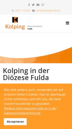 Vorschau der mobilen Webseite www.kolping-fulda.de, Kolpingwerk Fulda