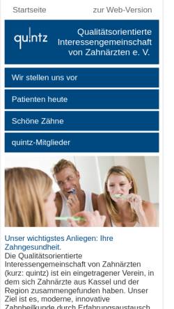 Vorschau der mobilen Webseite www.quintz.de, Qualitätsorientierte Interessengemeinschaft von Zahnärzten e. V