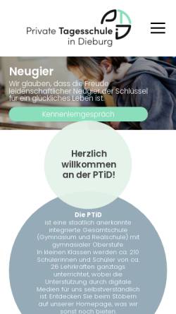 Vorschau der mobilen Webseite www.privatschule-dieburg.de, PTI - Private Tagesheim- und Internatsschule