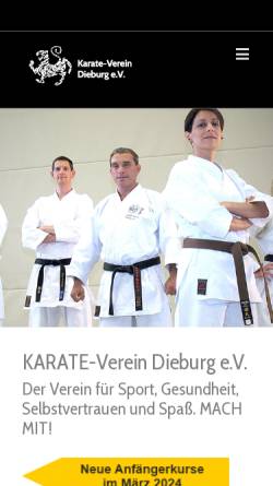 Vorschau der mobilen Webseite dieburg-karate.de, Karate-Verein Dieburg e.V.