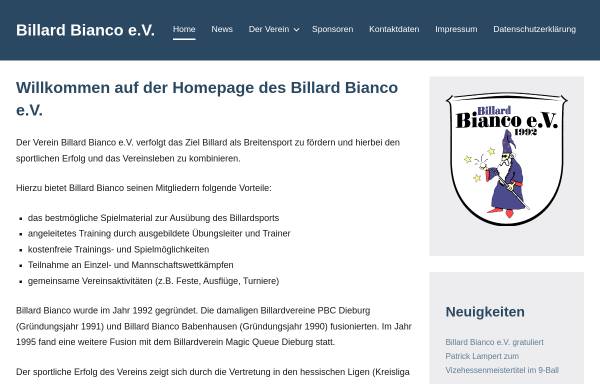 Vorschau von www.billardbianco.de, Billard Bianco Dieburg e.V.