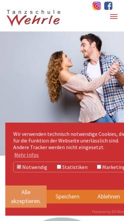 Vorschau der mobilen Webseite www.ts-wehrle.de, Tanzschule Wehrle
