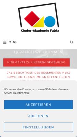 Vorschau der mobilen Webseite kaf.de, Kinder Akademie Fulda