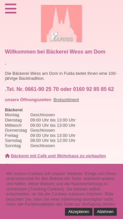 Vorschau der mobilen Webseite www.cafe-wess.de, Café Wess am Dom