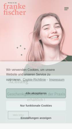 Vorschau der mobilen Webseite www.zahnaerztin-franke-fischer.de, Praxis für ganzheitliche und ästhetische Zahnheilkunde Katrin Franke-Fischer