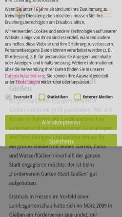 Vorschau der mobilen Webseite www.foerderverein-garten-stadt-giessen.de, Förderverein Garten-Stadt Gießen e.V.