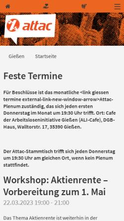 Vorschau der mobilen Webseite www.attac-netzwerk.de, Attac Gießen
