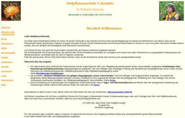 Vorschau von heilpflanzenschule-calendula.de, Heilpflanzenschule Calendula