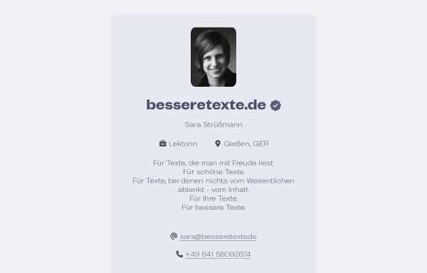Vorschau von www.besseretexte.de, Bessere Texte - Sara Strüßmann