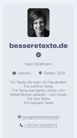 Vorschau der mobilen Webseite www.besseretexte.de, Bessere Texte - Sara Strüßmann