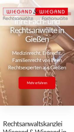 Vorschau der mobilen Webseite www.fachanwaelte-wiegand-wiegand.de, Fachanwälte und Rechtsanwaltskanzlei Wiegand & Wiegand