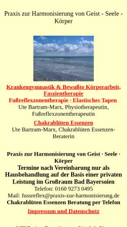 Vorschau der mobilen Webseite praxis-zur-harmonisierung.de, Praxis zur Harmonisierung von Körper, Geist, Seele