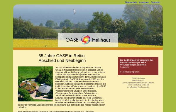 Vorschau von www.oase-heilhaus.de, Schöpferisches Zentrum OASE