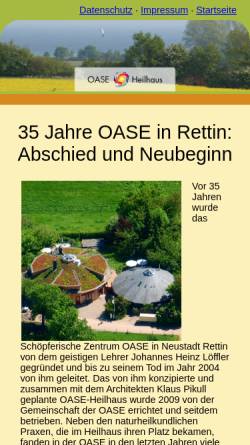 Vorschau der mobilen Webseite www.oase-heilhaus.de, Schöpferisches Zentrum OASE