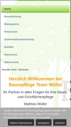 Vorschau der mobilen Webseite www.baumpflege-mueller.de, Baumpflege Müller