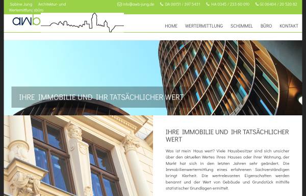 Vorschau von www.awb-jung.de, Architektur- und Wertermittlungsbüro Sabine Jung