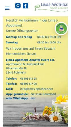 Vorschau der mobilen Webseite www.limes-apotheke.net, Der Limes in Pohlheim