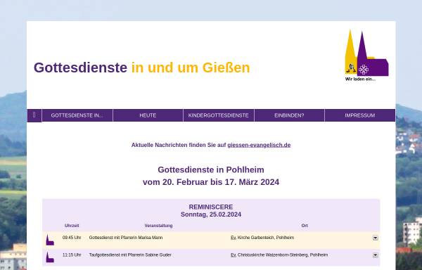 Vorschau von www.gottesdienste-giessen.de, Gottesdienste in Pohlheim