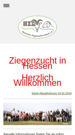 Vorschau der mobilen Webseite www.ziegenzucht.de, Hessischer Ziegenzuchtverband e.V.
