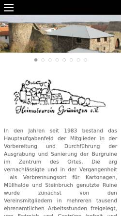 Vorschau der mobilen Webseite www.heimatverein-grueningen.de, Heimatverein Grüningen e.V.