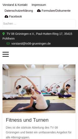 Vorschau der mobilen Webseite www.tv08-grueningen.de, TV-08 Grüningen e.V.