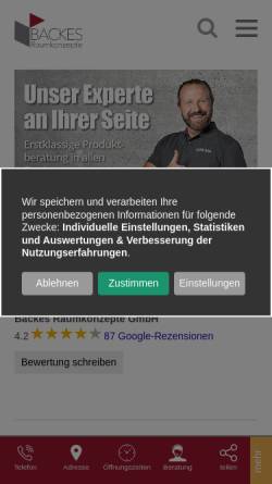 Vorschau der mobilen Webseite www.backes-pohlheim.de, Backes GmbH wohnen & sparen