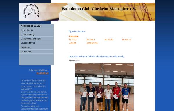 Vorschau von www.bc-ginsheim-mainspitze.de, Badminton Club Ginsheim-Mainspitze e.V.