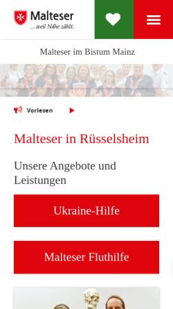 Vorschau der mobilen Webseite www.malteser-ruesselsheim.de, Malteser Hilfsdienst e.V.