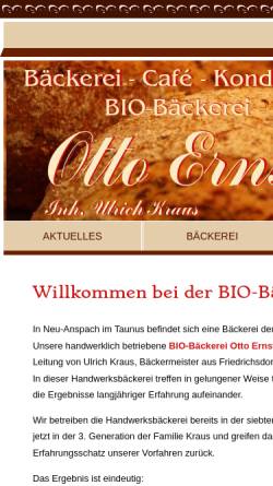 Vorschau der mobilen Webseite www.baeckerei-ernst.de, Bio-Bäckerei und Café Otto Ernst