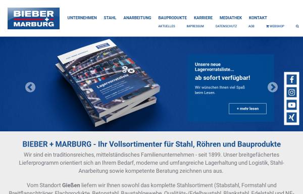Vorschau von www.bieber-marburg.de, Bieber + Marburg GmbH & Co. KG