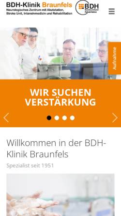 Vorschau der mobilen Webseite www.bdh-klinik-braunfels.de, BDH-Klinik Braunfels