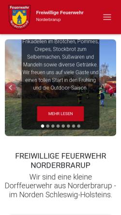 Vorschau der mobilen Webseite www.feuerwehr-norderbrarup.de, Freiwillige Feuerwehr Norderbrarup