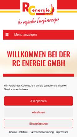 Vorschau der mobilen Webseite www.rc-energie.de, RC Energie GmbH