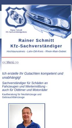 Vorschau der mobilen Webseite www.kfz-sachverstaendiger-schmitt.de, Kfz-Sachverständiger Rainer Schmitt