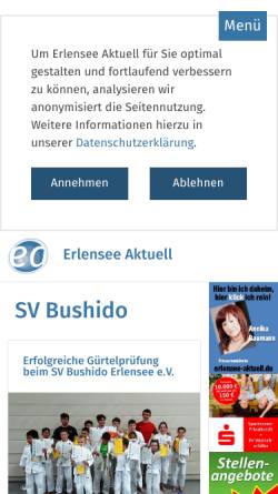 Vorschau der mobilen Webseite www.erlensee-aktuell.com, SV Bushido Erlensee e.V.