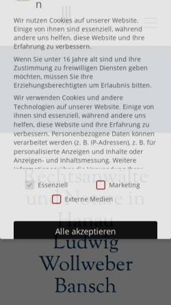 Vorschau der mobilen Webseite www.ludwigwollweberbansch.de, Ludwig Wollweber Bansch - Rechtsanwälte, Notare, Steuerberater