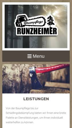 Vorschau der mobilen Webseite www.baumpflege-runzheimer.de, Baumpflege Runzheimer