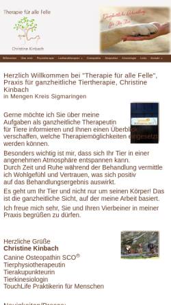 Vorschau der mobilen Webseite www.therapie-fuer-alle-felle.de, Praxis für Tierphysiotherapie und Tierakupunktur Christine Kinbach