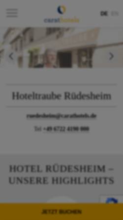 Vorschau der mobilen Webseite www.carathotels.de, Hotel Traube Rüdesheim