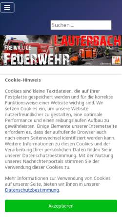 Vorschau der mobilen Webseite www.feuerwehr-lauterbach.de, Freiwillige Feuerwehr Lauterbach (Hessen)