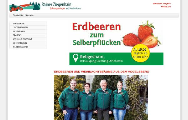 Vorschau von www.rainer-ziegenhain.de, Rainer Ziegenhain - Erdbeeren & Weihnachtsbäume